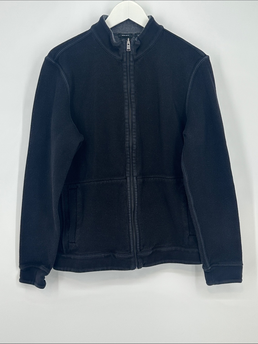 Hugo Boss Black Cotton Zip-Up Sweater Jacket - Size Large, Reversible